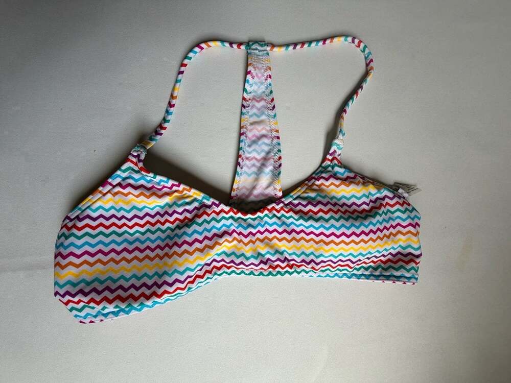 dELiAs Rainbow Chevron T-Back Racerback Bikini Swim Top XL